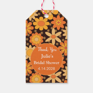 Retro Groovy Floral Orange yellow Thank you Gift Tags
