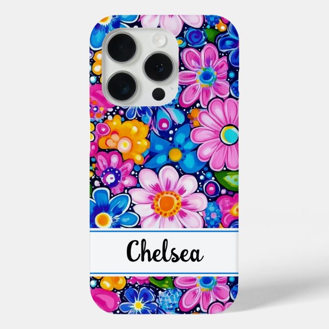 Retro Groovy Floral Personalized Case-Mate iPhone Case (Back)