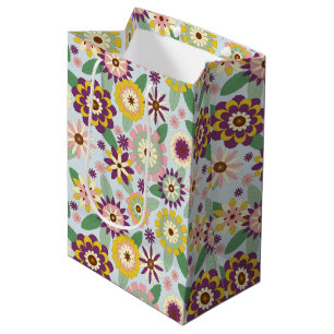 Retro Groovy Flowers Medium Gift Bag
