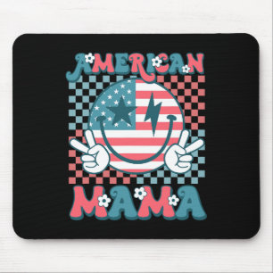 Retro Groovy Fourth 4th Of July Smile For Mum Amer Mouse Pad