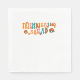 Retro Groovy Friendsgiving Squad Team Turkey Thank Napkin