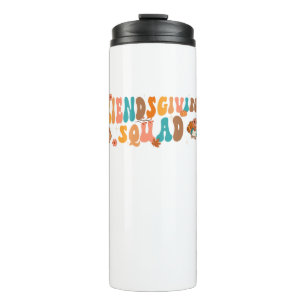 Retro Groovy Friendsgiving Squad Team Turkey Thank Thermal Tumbler
