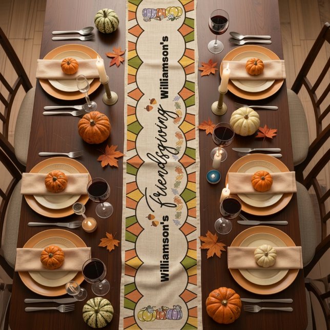 Retro Groovy Friendsgiving Table Runner (Creator Uploaded)