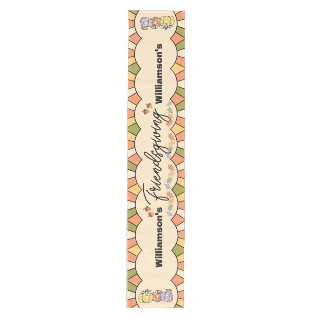 Retro Groovy Friendsgiving Table Runner (Front)