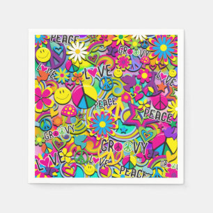 Retro Groovy FUN 60's Sixties Love Birthday Party Napkin