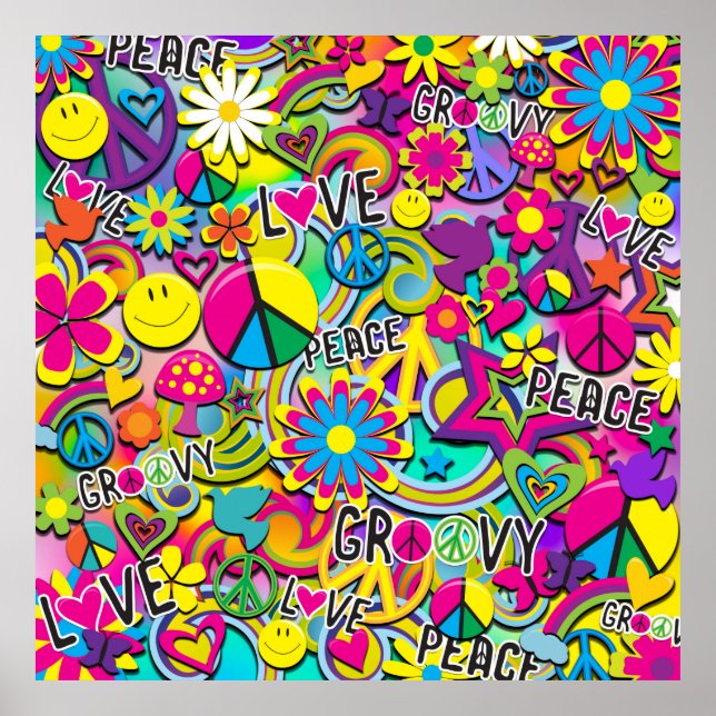 Retro Groovy FUN 60's Sixties Love Birthday Party Poster (Front)