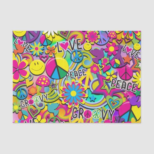 Retro Groovy FUN 60's Sixties Love Birthday Party Tissue Paper (Front)