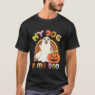 Retro Groovy Funny Dog Is My Boo Halloween T Shirt