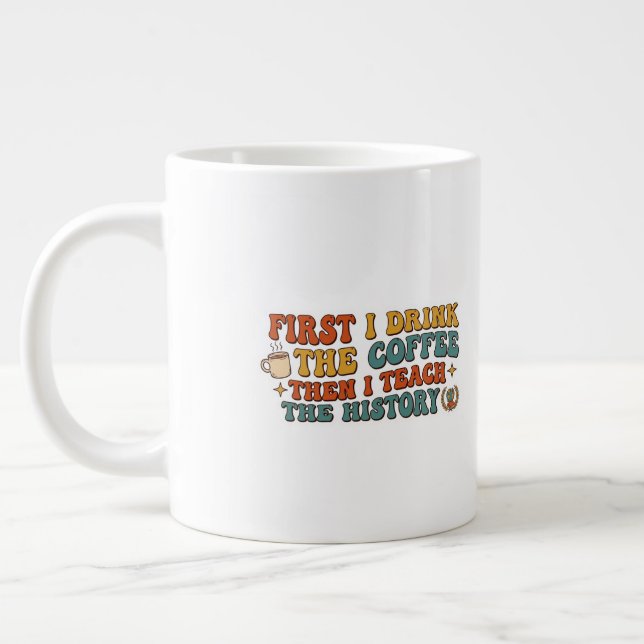 Retro Groovy funny history teachers gift  Large Coffee Mug (Left)