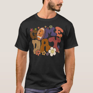 Retro groovy Game Day Football season Football Mom T-Shirt