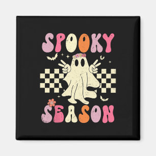Retro Groovy Ghost Spooky Season Ghost Boo Hallowe Magnet
