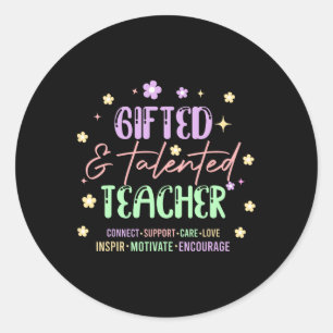 Retro Groovy Gifted And Talented Teacher Back To S Classic Round Sticker