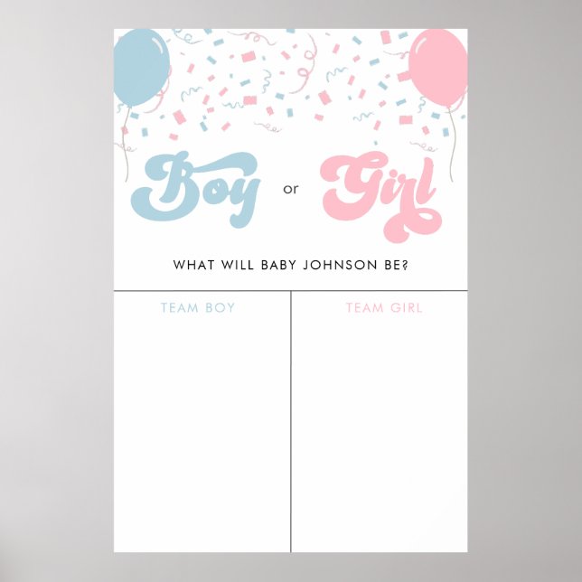 Retro Groovy Girl or Boy Baby Gender Voting Sign (Front)