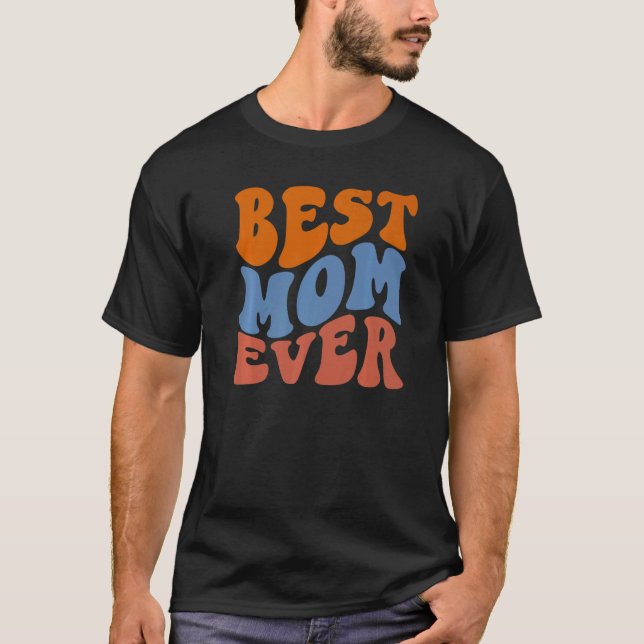 Retro Groovy Glow Best Mum Ever Wavy Hippie Boho 7 T-Shirt (Front)