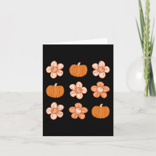 Retro Groovy Halloween Fall Hippie Pumpkin Floral Card