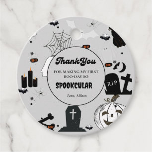  Retro groovy Halloween first birthday Thank You Favour Tags