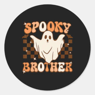 Retro Groovy Halloween Ghost Spooky Brother Costum Classic Round Sticker