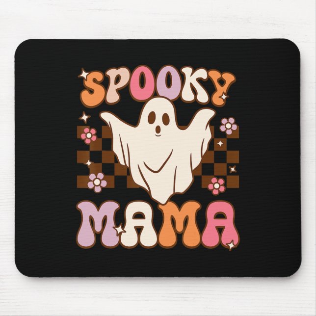 Retro Groovy Halloween Ghost Spooky Mama Costume  Mouse Pad (Front)