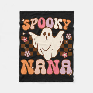 Retro Groovy Halloween Ghost Spooky Nana Costume Fleece Blanket