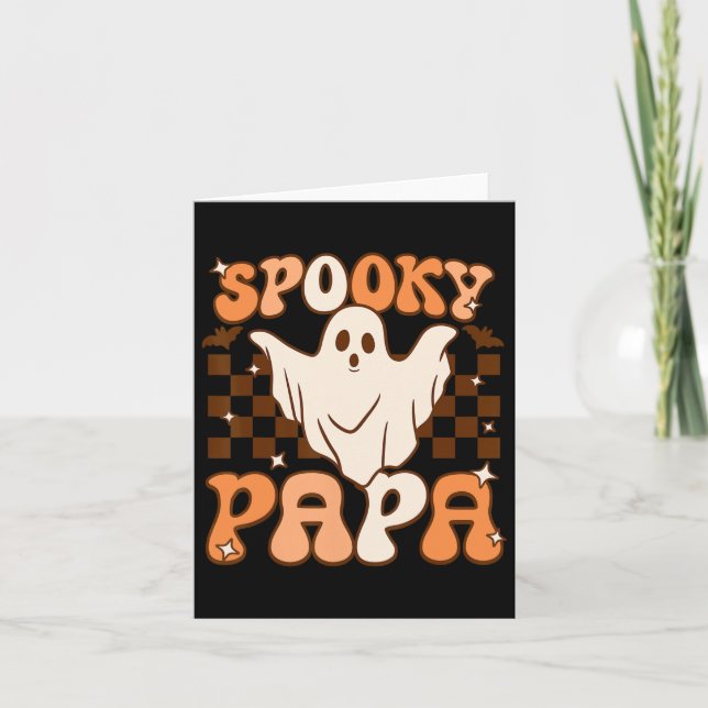 Retro Groovy Halloween Ghost Spooky Papa Costume  Card (Front)