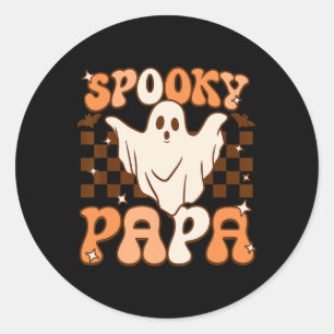 Retro Groovy Halloween Ghost Spooky Papa Costume  Classic Round Sticker