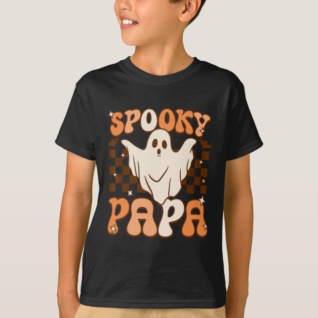 Retro Groovy Halloween Ghost Spooky Papa Costume  T-Shirt (Front)
