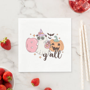 Retro Groovy Halloween Spooky Boo Y’all Napkin