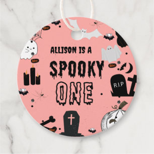 Retro Groovy Halloween spooky one first birthday  Favour Tags