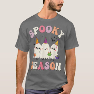 Retro Groovy Halloween Spooky Season Kids Cute Kaw T-Shirt