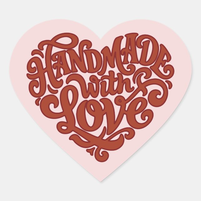 Retro Groovy Handmade With Love Small Business Heart Sticker (Front)