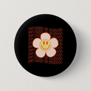 Retro Groovy Happy Face 100 Days Of School Cute 10 6 Cm Round Badge