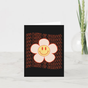Retro Groovy Happy Face 100 Days Of School Cute 10 Card