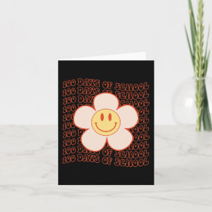 Retro Groovy Happy Face 100 Days Of School Cute 10 Card