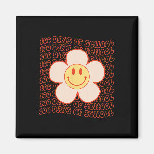 Retro Groovy Happy Face 100 Days Of School Cute 10 Magnet