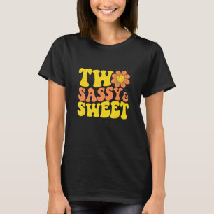 Retro Groovy Happy Face Flower Two Sassy Sweet 2nd T-Shirt