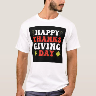 Retro Groovy Happy Thanksgiving Day Typography Art T-Shirt