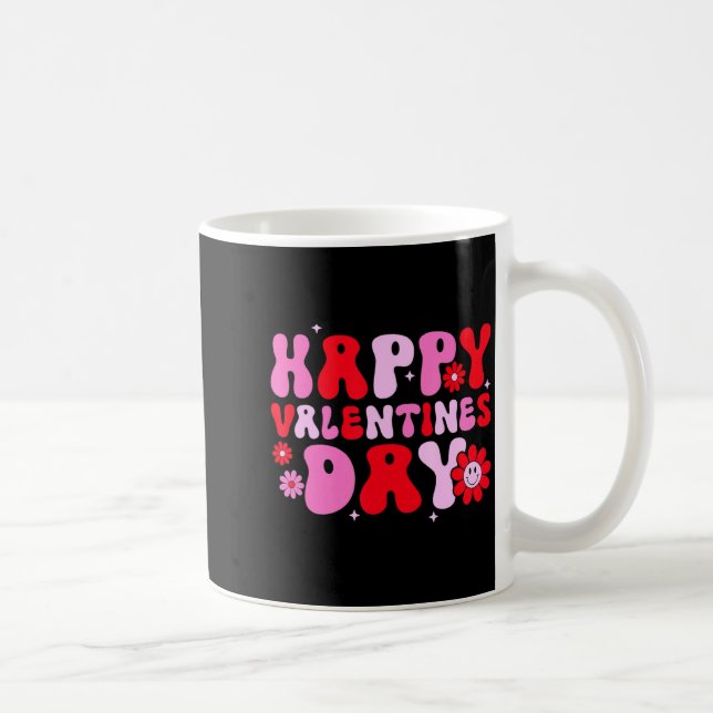 Retro Groovy Happy Valentines Day Hearts Love Wome Coffee Mug (Right)