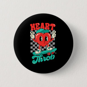 Retro Groovy Heart Throb Valentines Day Toddlers B 6 Cm Round Badge