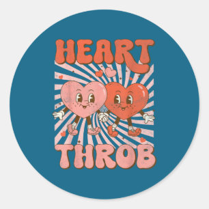 Retro Groovy Heart Throb Valentines Day Toddlers B Classic Round Sticker
