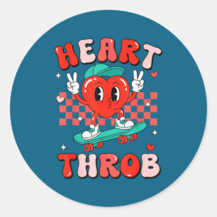 Retro Groovy Heart Throb Valentines Day Toddlers B Classic Round Sticker