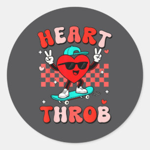 Retro Groovy Heart Throb Valentines Day Toddlers B Classic Round Sticker