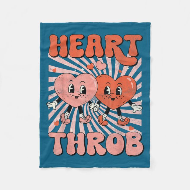 Retro Groovy Heart Throb Valentines Day Toddlers B Fleece Blanket (Front)