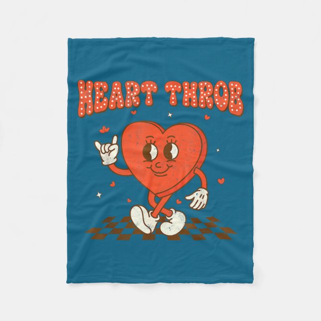 Retro Groovy Heart Throb Valentines Day Toddlers B Fleece Blanket (Front)