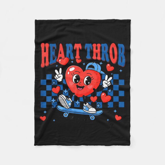 Retro Groovy Heart Throb Valentines Day Toddlers B Fleece Blanket (Front)