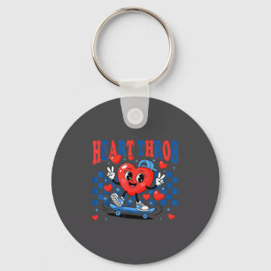 Retro Groovy Heart Throb Valentines Day Toddlers B Key Ring
