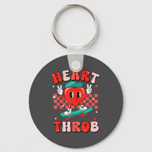 Retro Groovy Heart Throb Valentines Day Toddlers B Key Ring