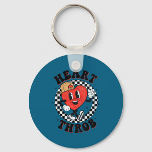 Retro Groovy Heart Throb Valentines Day Toddlers B Key Ring