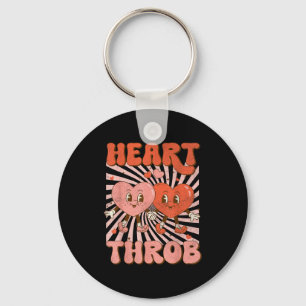 Retro Groovy Heart Throb Valentines Day Toddlers B Key Ring