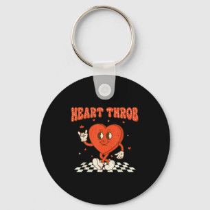 Retro Groovy Heart Throb Valentines Day Toddlers B Key Ring