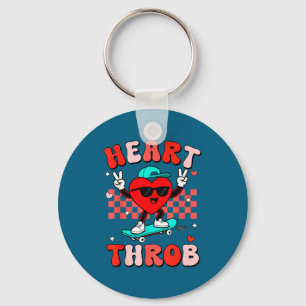 Retro Groovy Heart Throb Valentines Day Toddlers B Key Ring